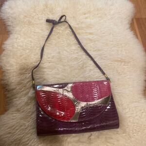 Vintage Valerie Stevens Faux Leather Crossbody Bag Textured 1970’s Multi-color